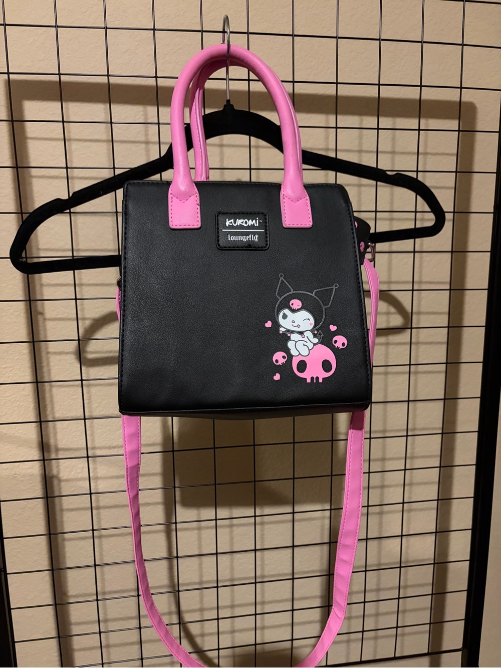 Loungefly Kuromi Black & Pink Top-Handle Crossbody Bag